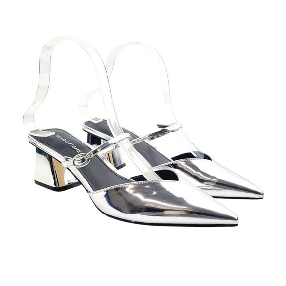 Marc Fisher Lakey Silver‎ Mule - Size 7.5 - Picture 1 of 9